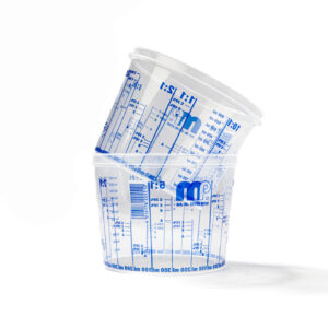 Engångsmuggar för billack – blandmuggar med ingraverad skala 1:1 till 10:1 för grundfärg och klarlack